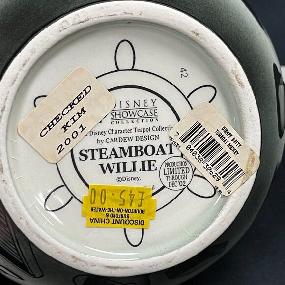 Disney Showcase Collection Teapot Cardew Design Steamboat Willie Tea Coffee - Picture 10 of 10